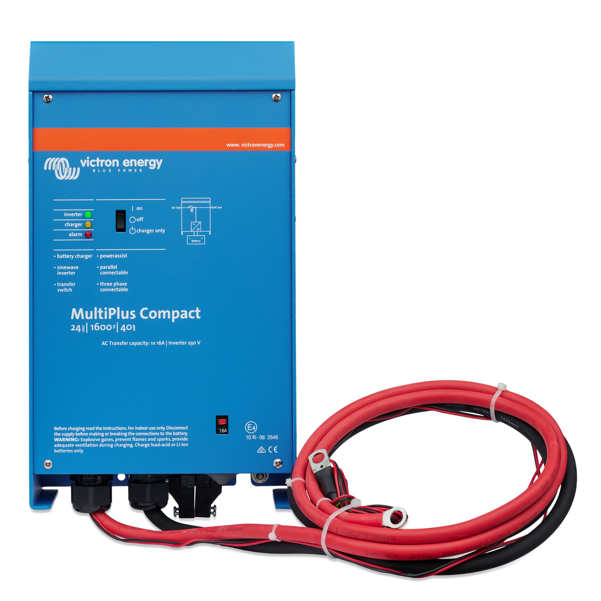 Front view of the Victron MultiPlus Compact 24/1600/40-16 230V VE.Bus inverter charger