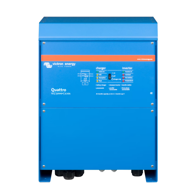 Front view of Victron Energy Quattro 12/5000/220-100/100 230V VE.Bus inverter charger