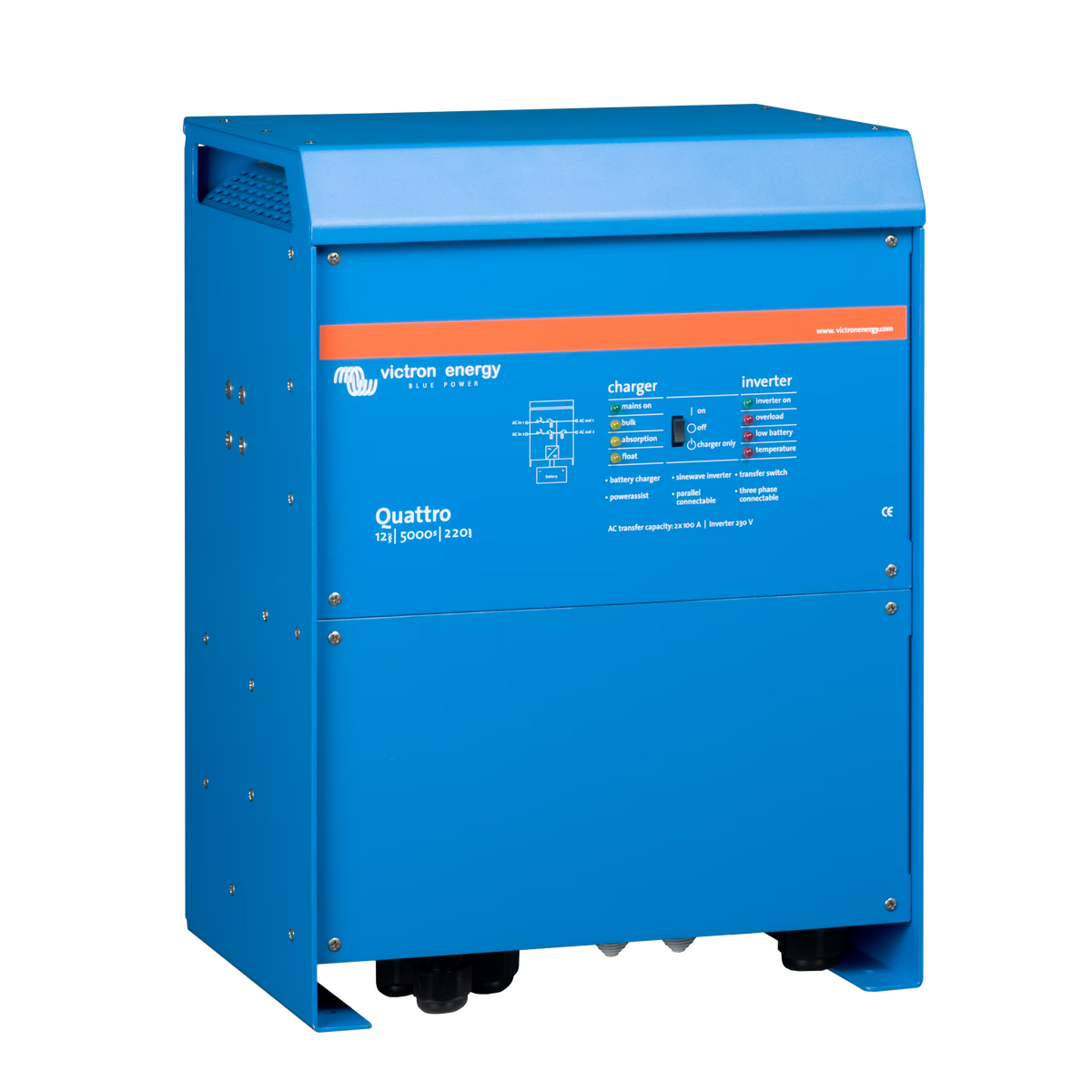 Right view of Victron Energy Quattro 12/5000/220-100/100 230V VE.Bus inverter charger