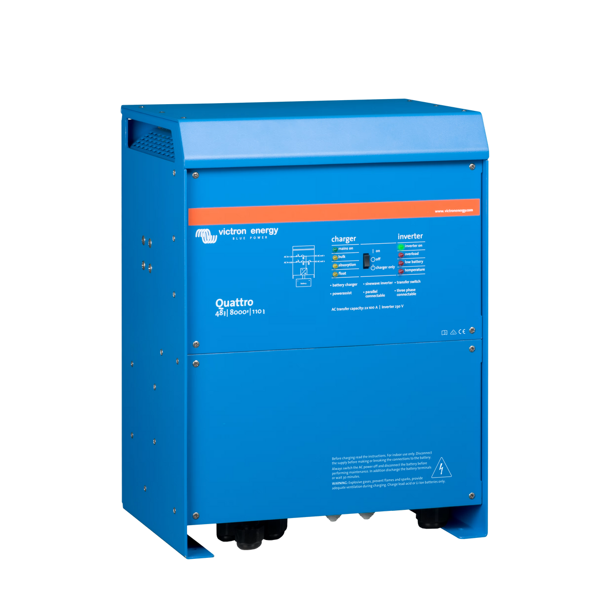 Victron Energy Quattro 48V 8000VA 110A 230V inverter charger, right view