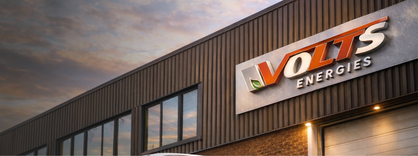 Volts Energies headquarters building exterior at dusk