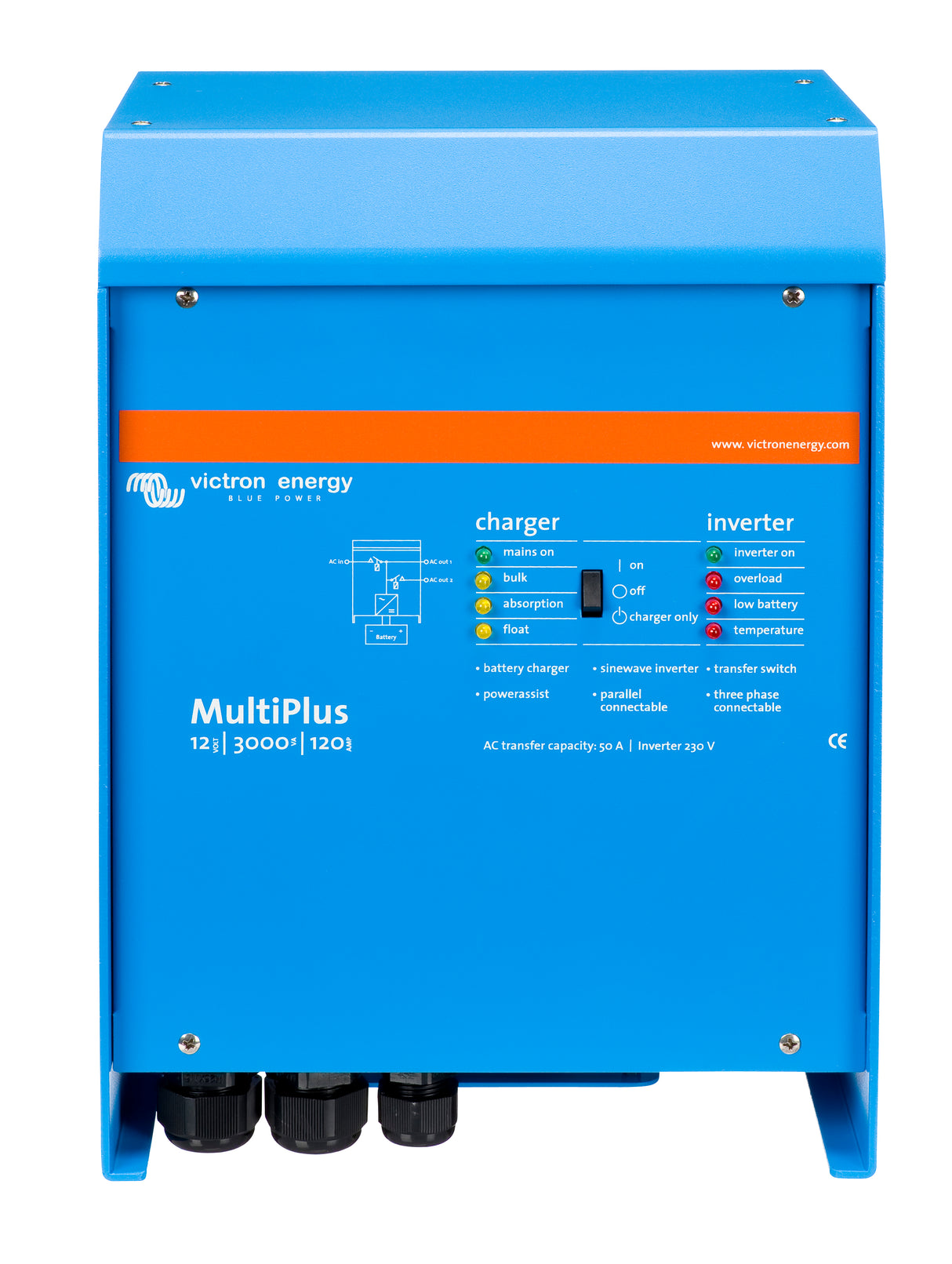Victron Energy Inverter/Charge MultiPlus 12/3000/120-50 120V VE.Bus | UL Certified | PMP122301102