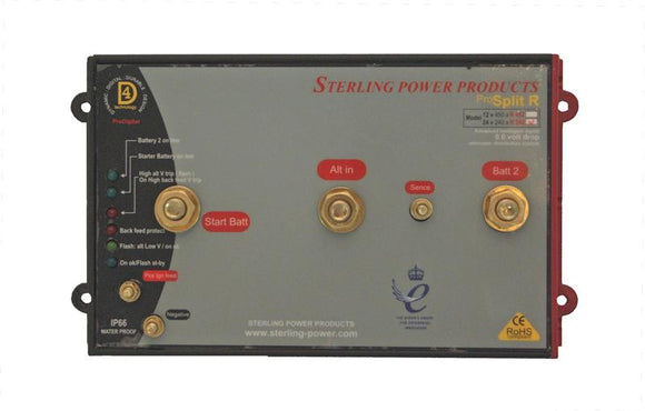 Sterling power ProSplit-R Zero Volt Drop Marine Battery Isolator (24 Volt, 240 Amp, 2 Outputs)