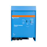 A blue Phoenix Inverter 24|3000 by Action Energy steel drive unit with a front control panel, black cable glands at the bottom, and an orange brand accent strip.